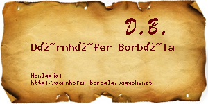 Dörnhöfer Borbála névjegykártya